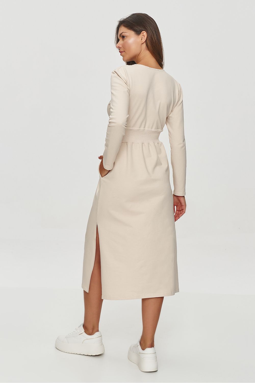 Lange jurk met V-hals