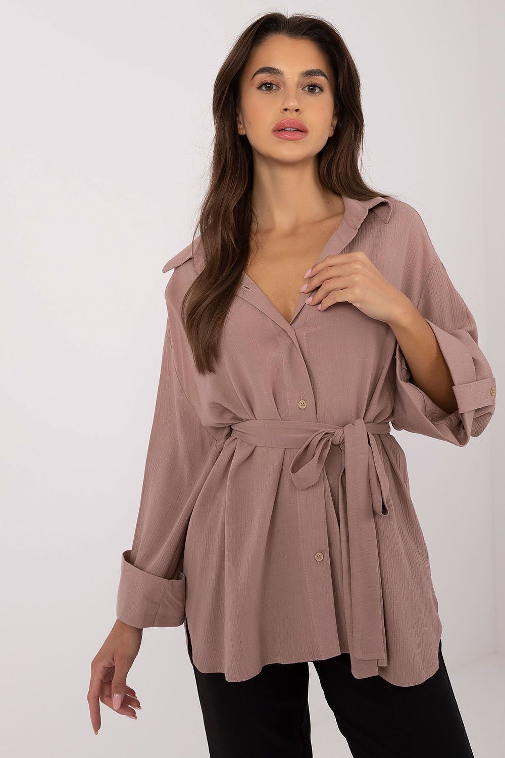 Damesoverhemd met strikceintuur