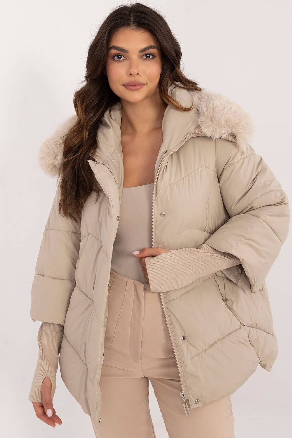 Winterjas met afneembaar bontkraag