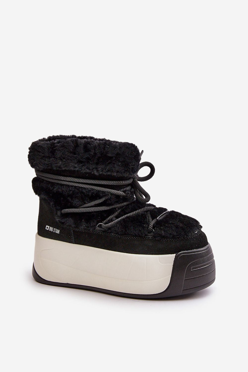 Snowboots met zwart bont en veters
