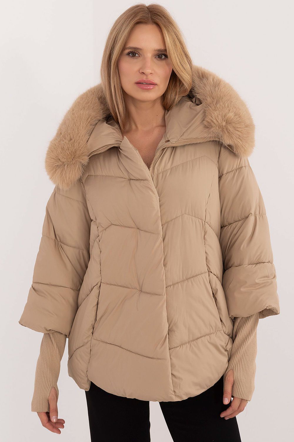 Winterjas met afneembaar bontkraag