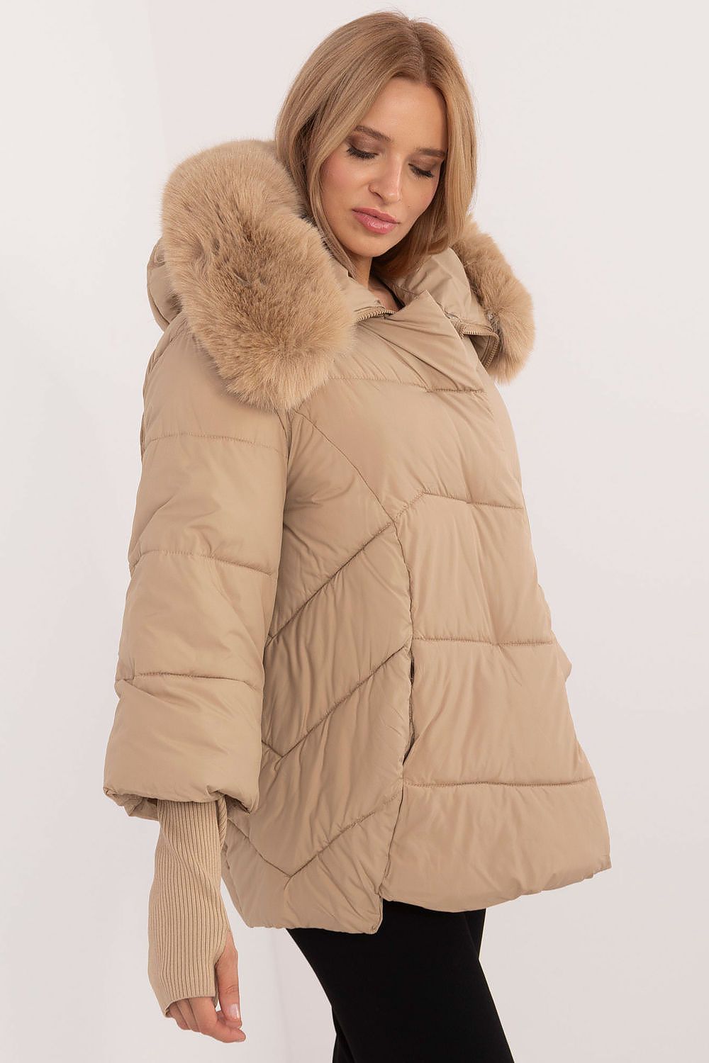 Winterjas met afneembaar bontkraag