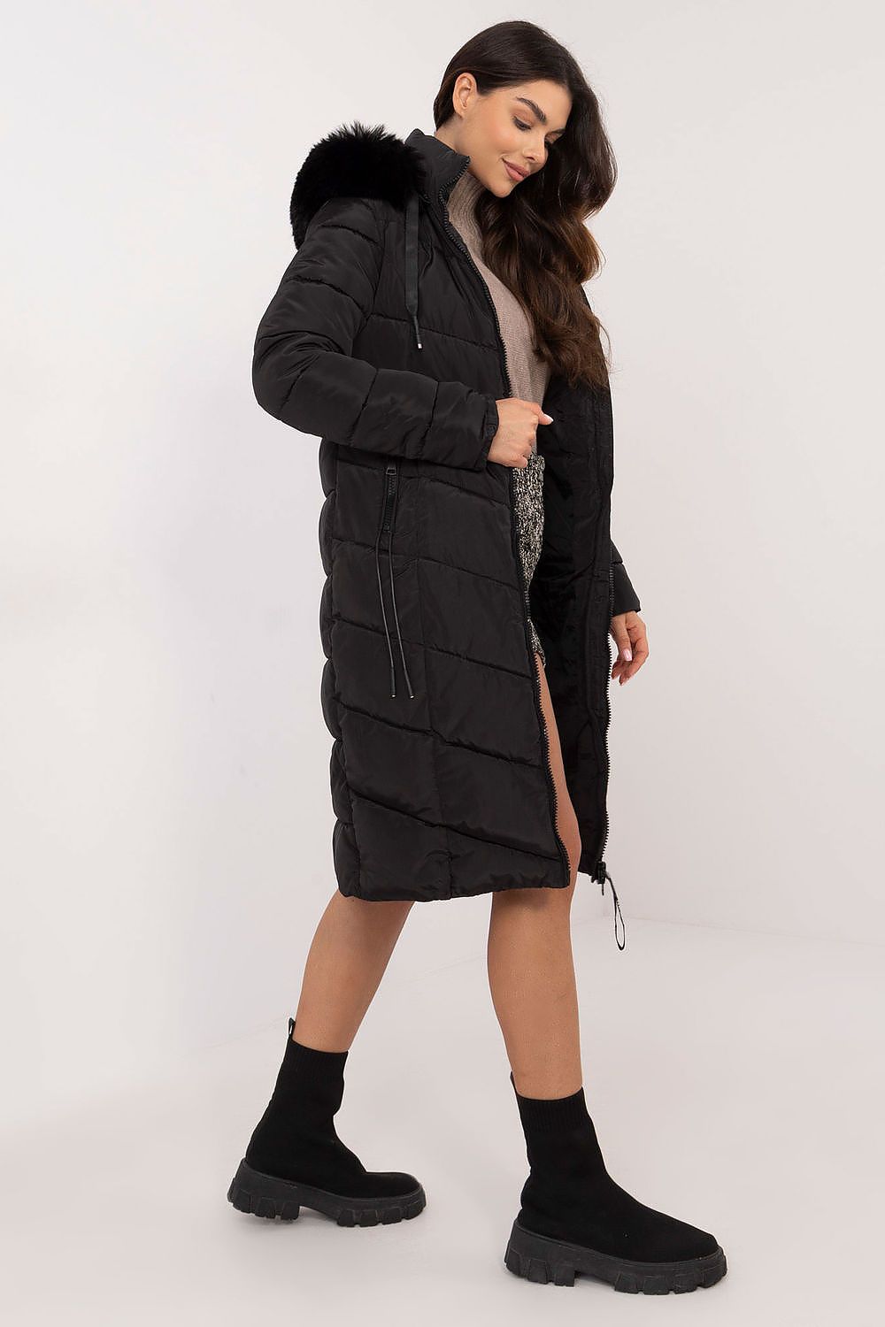 Dames puffer met capuchon