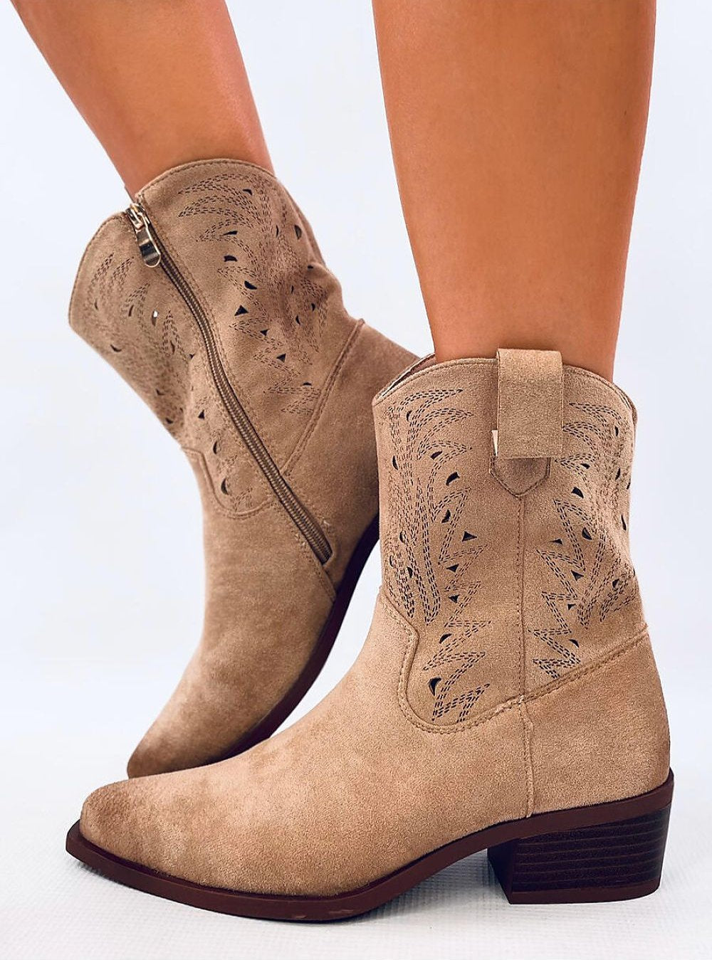 Cowboylaarzen beige met detail