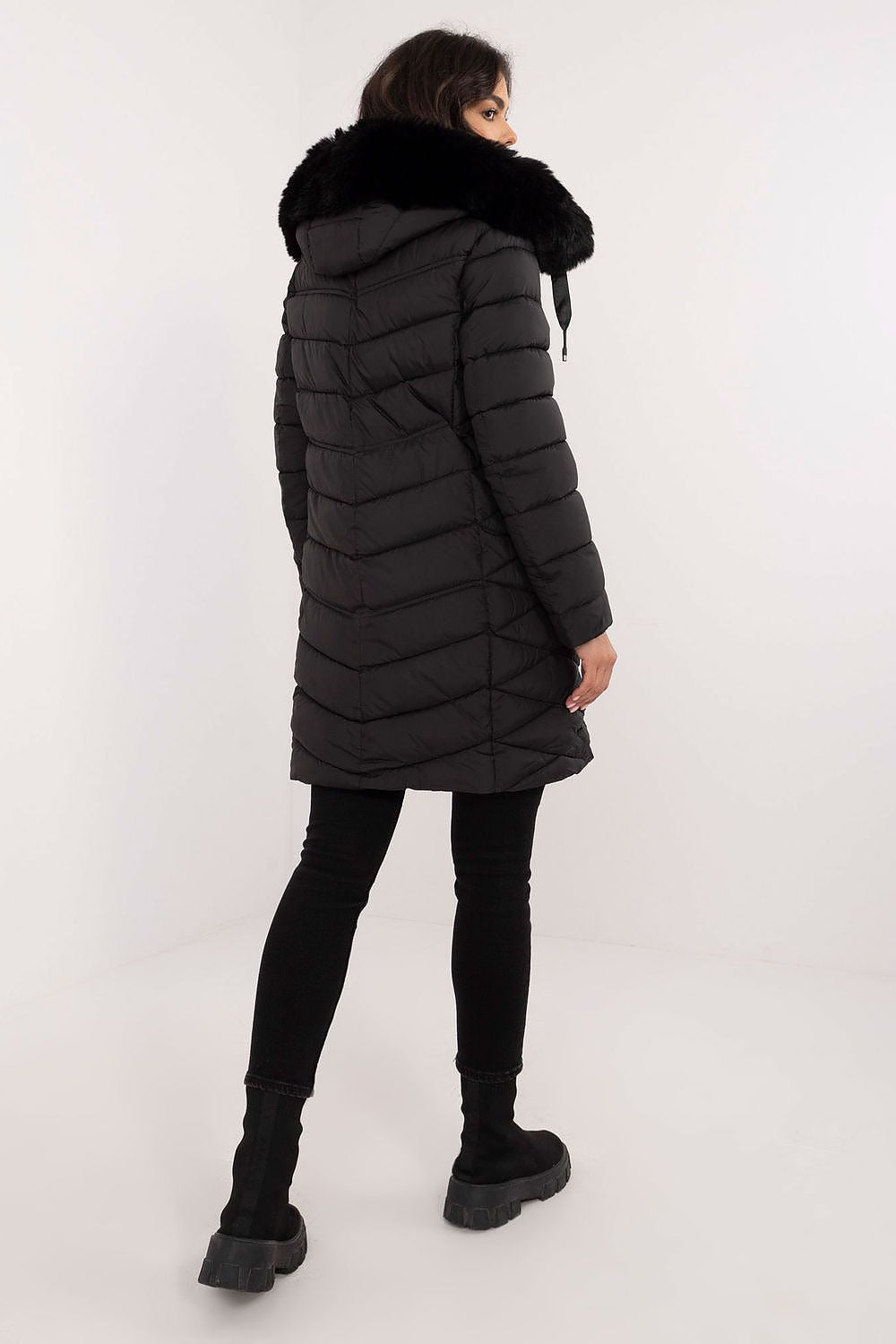 Dames puffer met bont capuchon