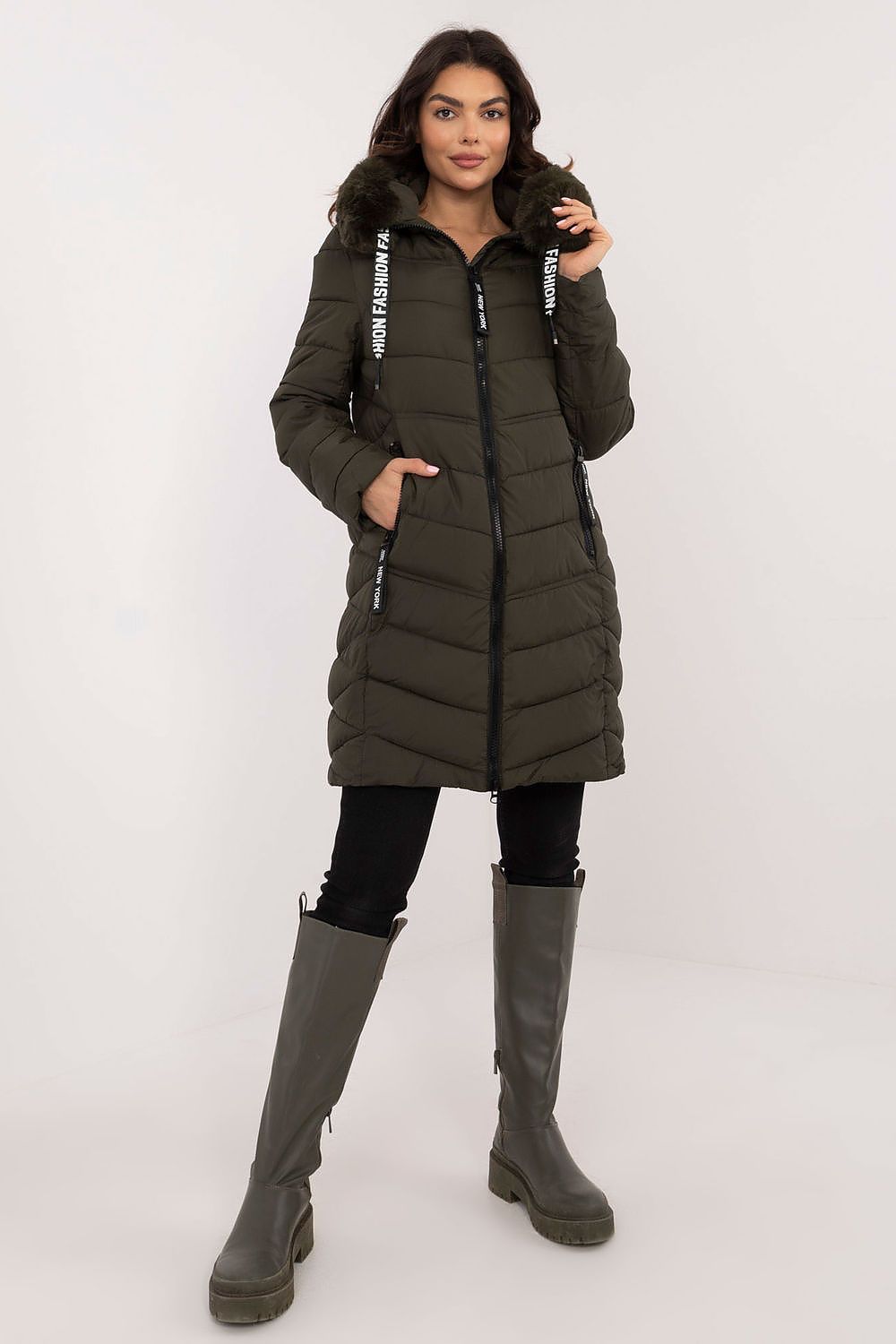 Dames puffer met bont capuchon