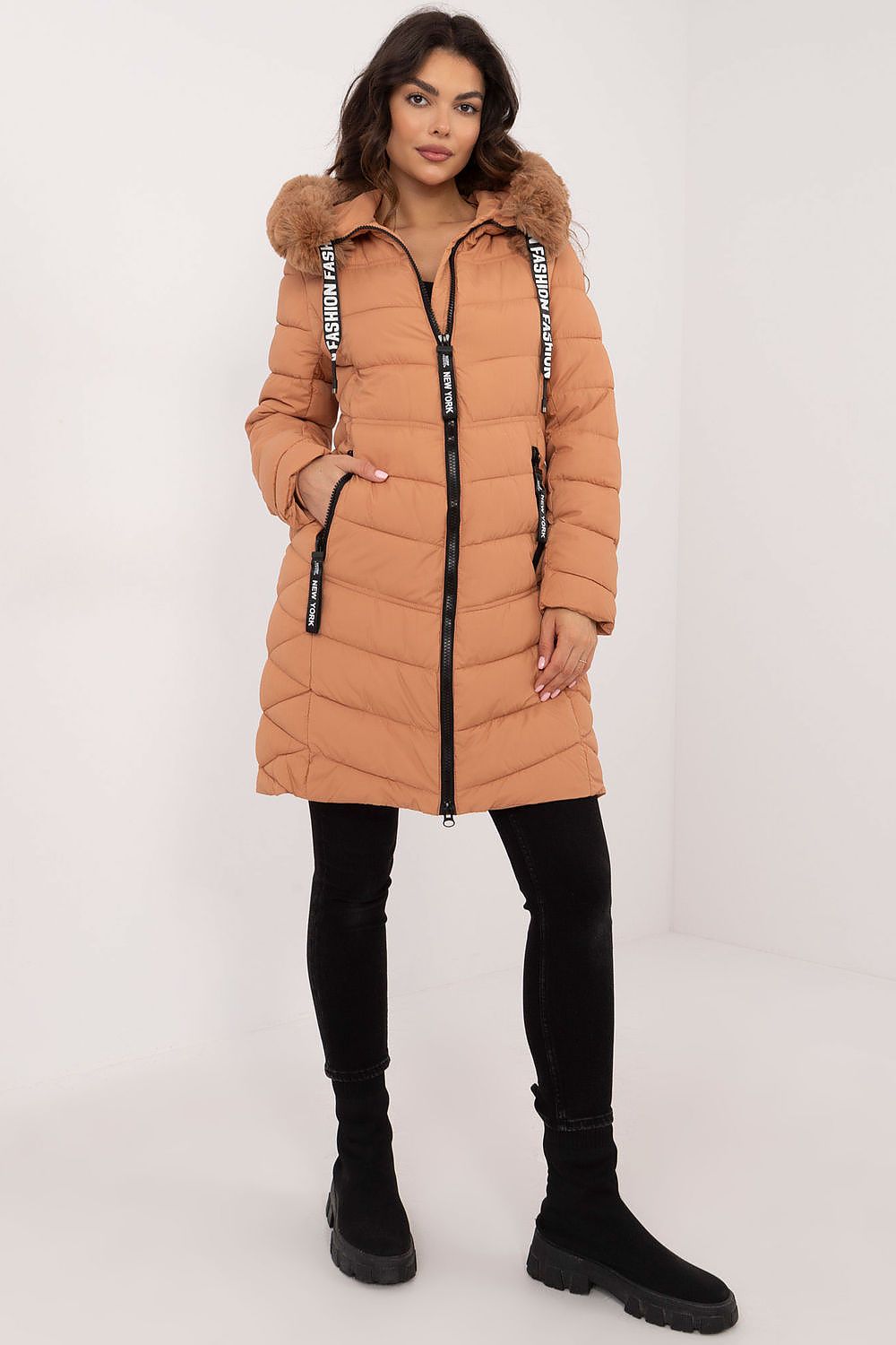 Dames puffer met bont capuchon