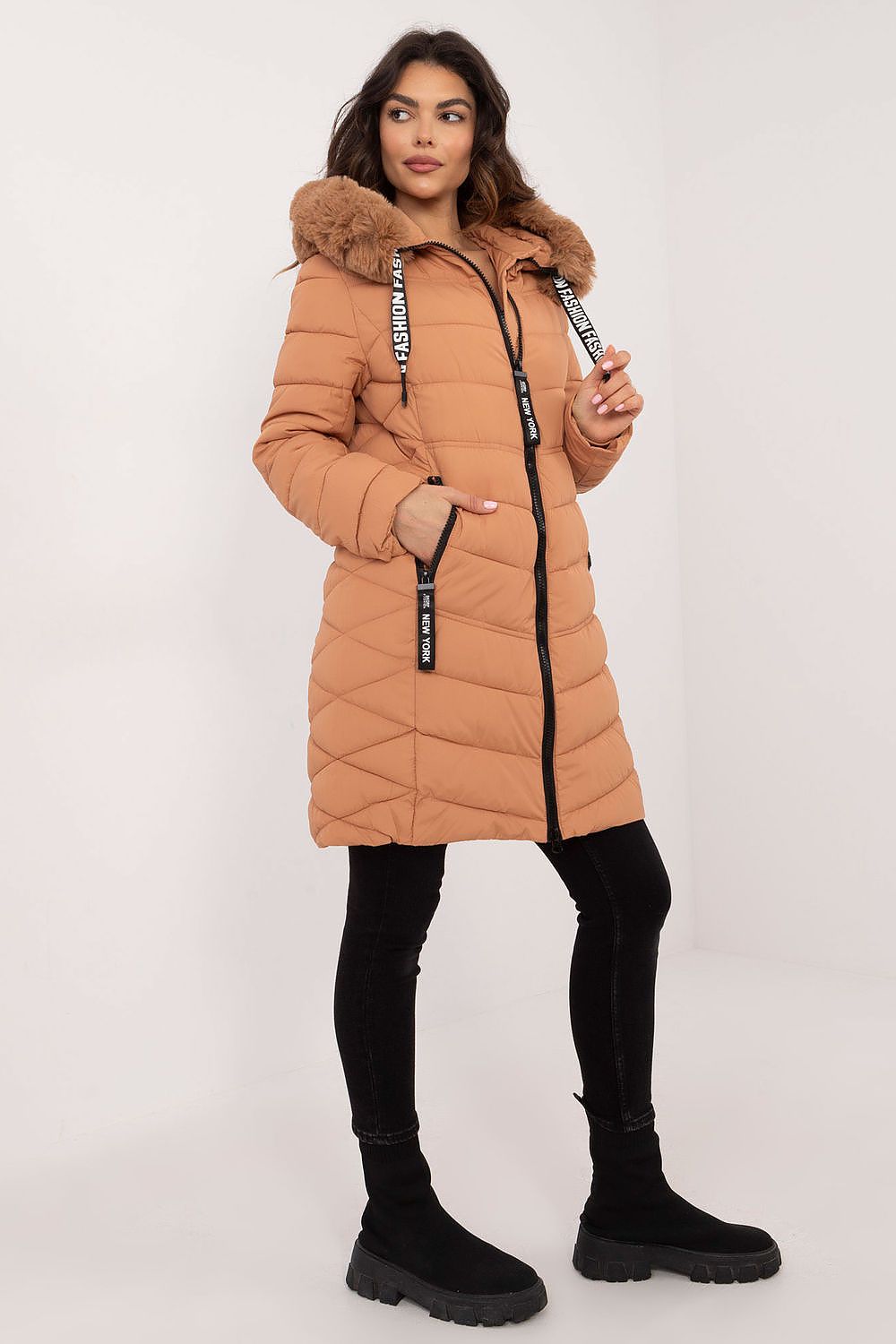 Dames puffer met bont capuchon