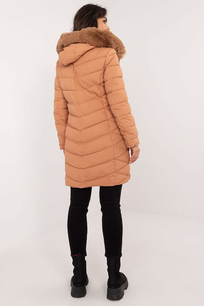 Dames puffer met bont capuchon